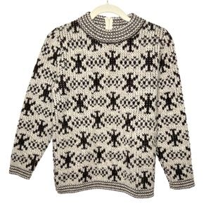 Vintage Sabra Pattern Brown Cream Wool Sweater